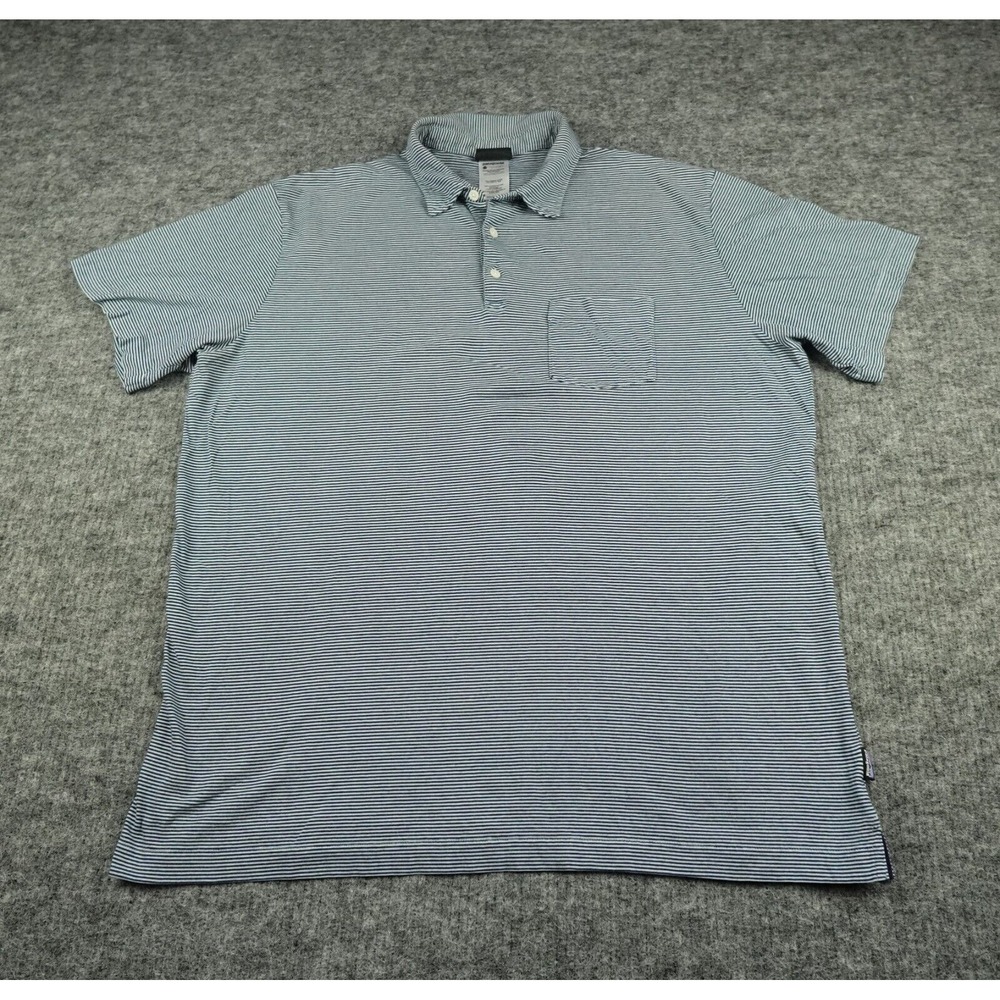 Patagonia Mens Polo‎ Shirt Extra Large Blue Striped "Squeaky Clean" Casual-